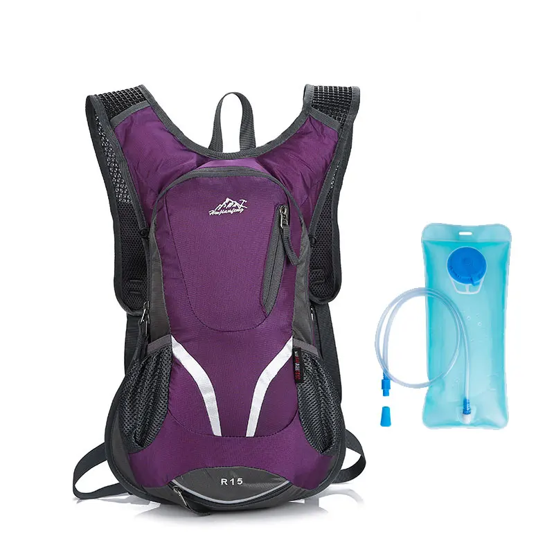 Outdoor Sports Water Bag Camping Hiking Riding Running Jogging Sport Marathon Hydration Backpack Bladder Soft Flask Water Pack - Color: Purple2