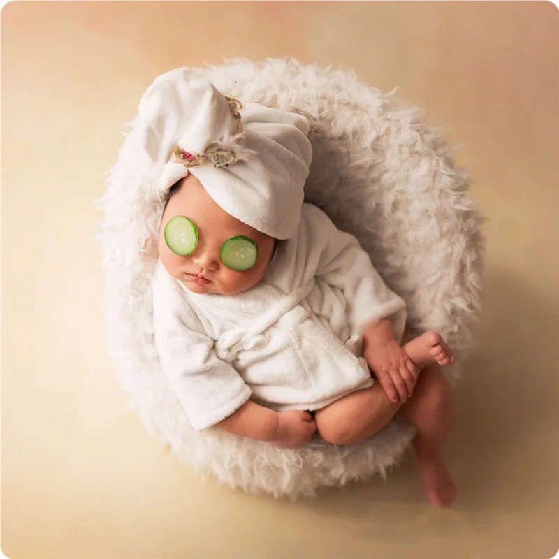 2pcs Newborn Baby Photography Props Scarf+Bathrobes Set Fotografia Plush Costume Shooting Photo Prop Shower Gift Accessories