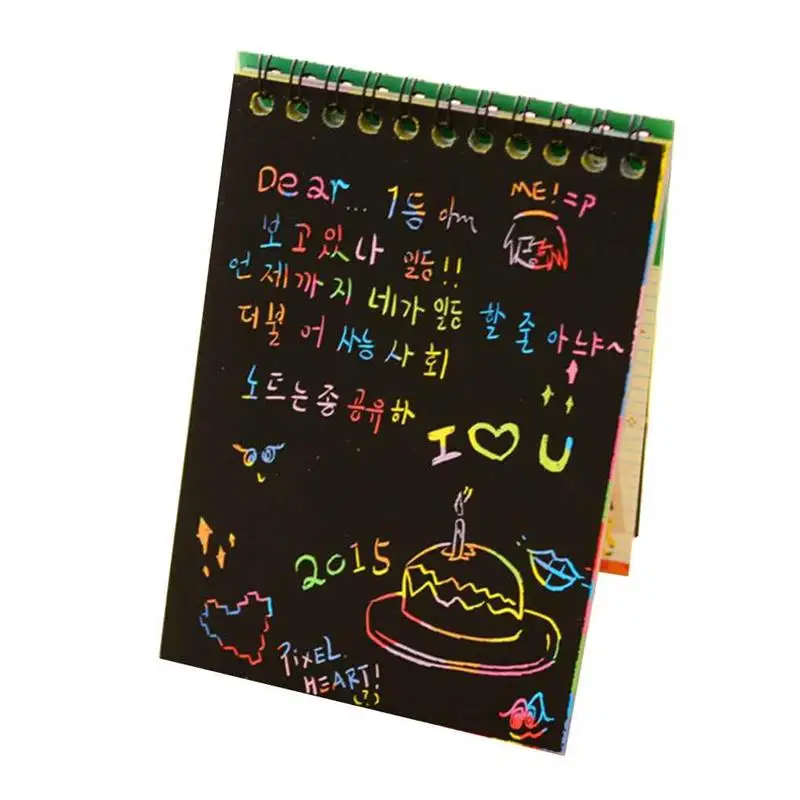 Bloc de notas coloridas para dibujar, libro de 10 páginas/1 libro, Bloc de notas para rascar, grafiti, manualidades, bobinas, Color aleatorio