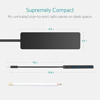 

External Adapter 900mA Charge 5V Speed Multi Splitter Expansion PC For Macbook Laptop Black