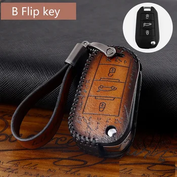 

Leather Car Key Case cover For Peugeot 301 308S 408 508 2008 3008 4008 5008