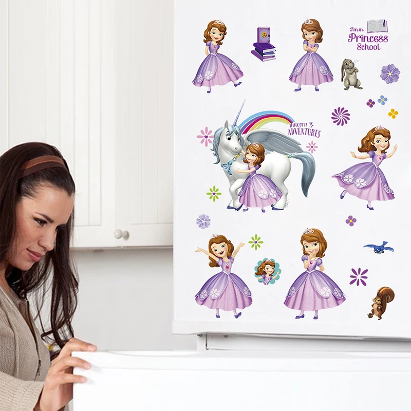 

Cartoon Unicorn Princess Adventure PVC Wall Stickers For Kids Rooms Decoration Wall Decals Bedroom Living Rooms DIY Mural Decor