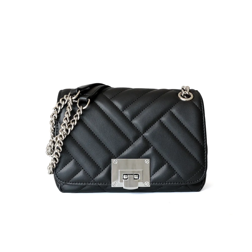 

2019 Flap Genuine Leather Bags Single Shoulder Inclined Small Square Bag Lock Buckle Leather Bag For Women