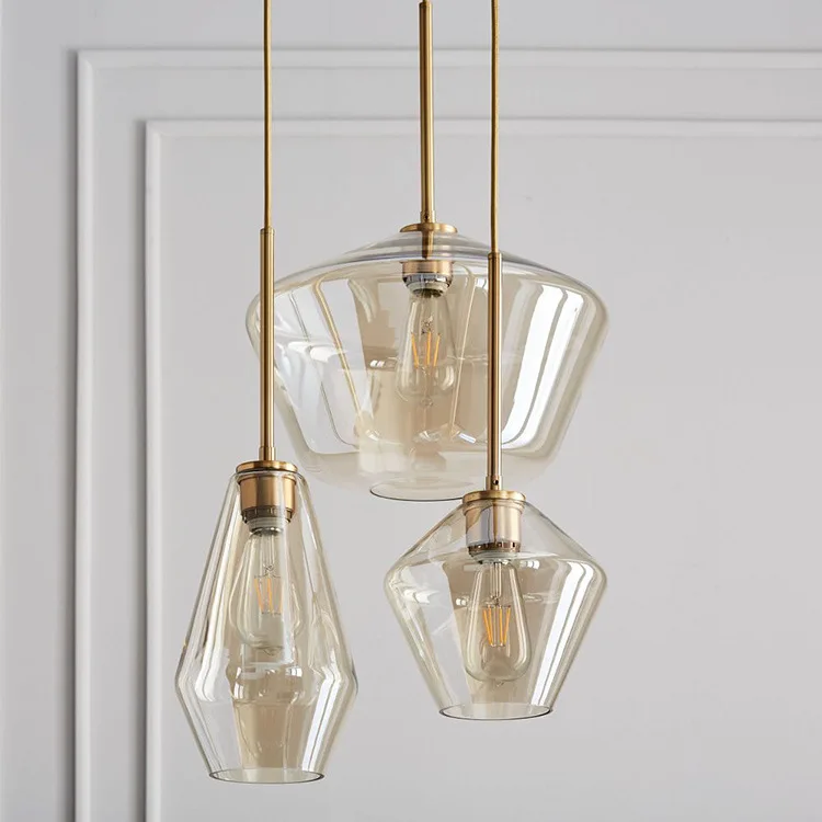Pendente de Vidro Nordic Restaurante Loja Roupas Quarto Sala Jantar Ilha Droplight Lâmpada Pendurada Moderna Luminária Luz Bar 6 lâmpada pendurada moderna luminária