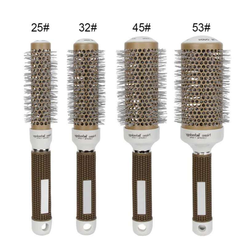 Салонная Укладка температура керамика меняющая цвет Железный радиальный круглый парикмахерский баррель щетки для завивки гребень