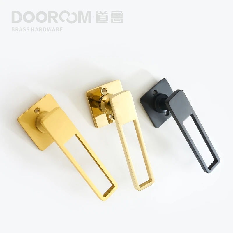 Дверной рычаг из латуни Dooroom ультратонкий бесшумный Модный черный золотой