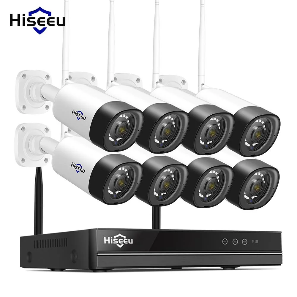 8HB312 H.265 2MP 8CH Wireless Audio Records CCTV Security Outdoor IP Camera System POE NVR Kit Waterproof Video Surveillance Set
