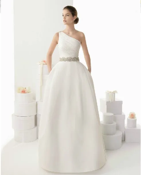 vestido de noiva новая мода vestidos одно плечо Съемный Поезд Кристалл свадебное платье с поясом свадебное платье