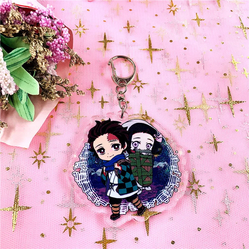Аниме Demon Slayer Kimetsu no Yaiba Tanjirou Nezuko акриловая фигурка брелок украшение Коллекционная