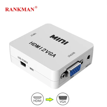 

Rankman HDMI to VGA Converter with Audio 720/1080P HDMI2VGA Adapter Cable for PC Laptop PS4 HDTV Projector Monitor