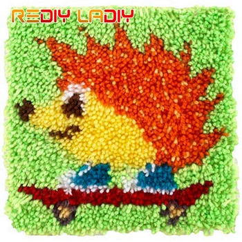 

Latch Hook Cushion Kit Stitch Boy Pillow Case Acrylic Yarn Sofa Pillow Printed Color Canvas Crochet Cushion Cover Arts & Crafts