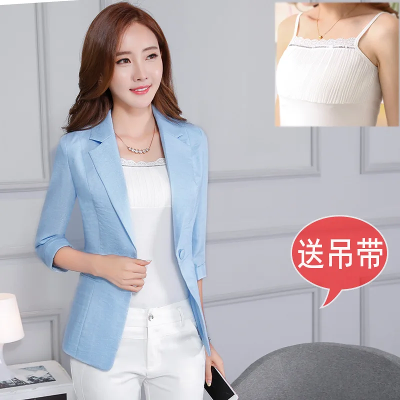 

Spring And Summer New Style Short Slim Fit Cotton Linen Versatile Small Suit Women's Korean-style Half-sleeve Shirt Casual Flax