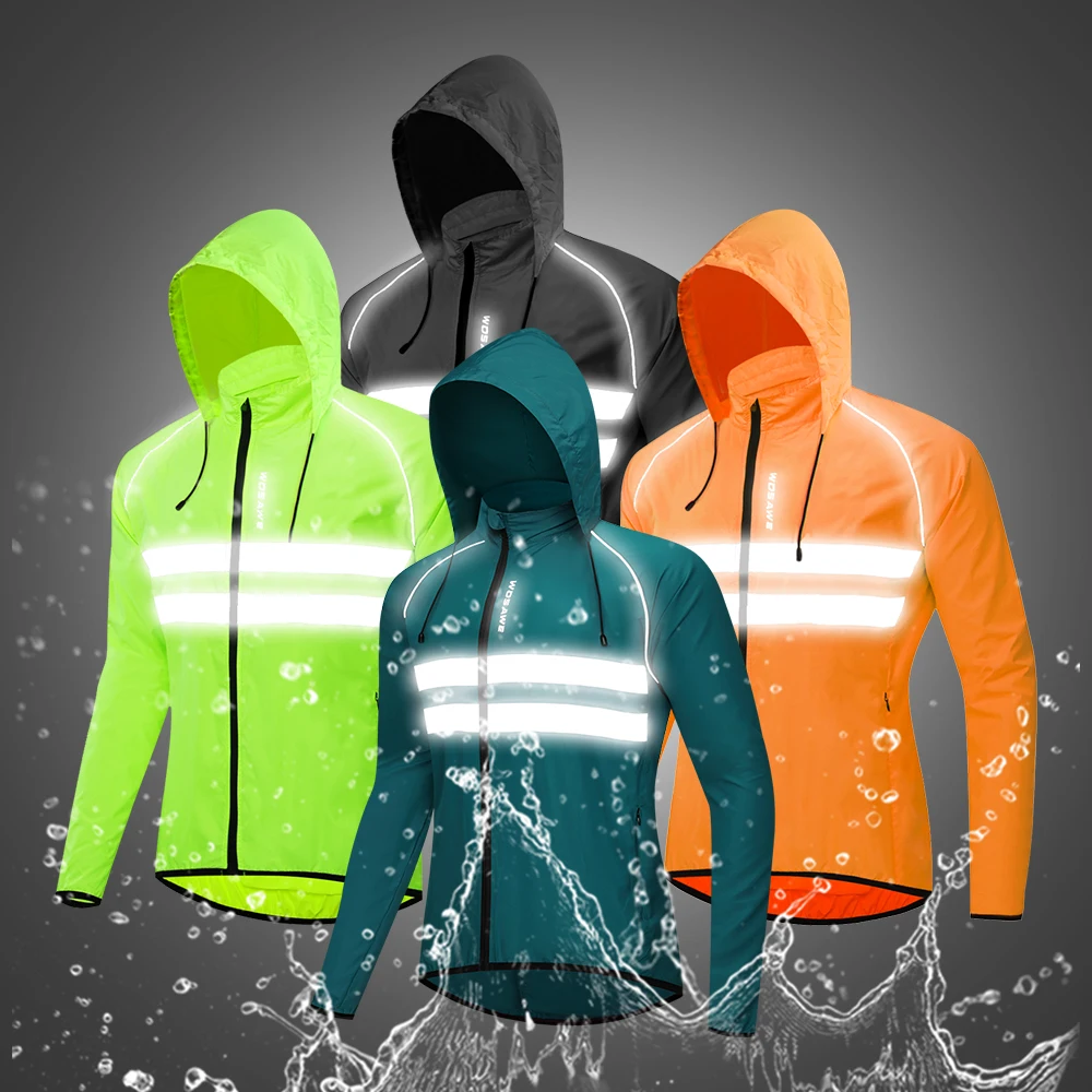 High Visibility Reflective Cycling Jacket Windproof Rain Resistant MTB Mountain Bike Windbreaker Bicycle Jersey Wear