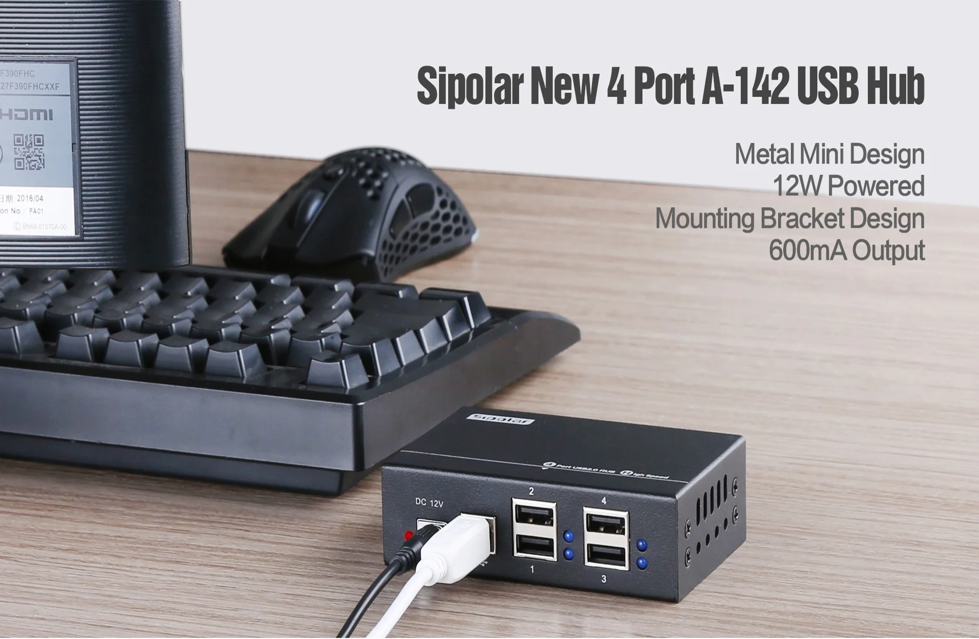 4-Port USB 2.0 Mini Metal High-Speed Hub