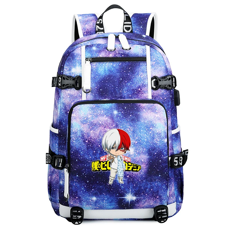 My Hero Academy Galaxy USB рюкзак для ноутбука Bakugo Katsuki женский рюкзак Оксфорд школьные сумки аниме Bookbag большой рюкзак для путешествий