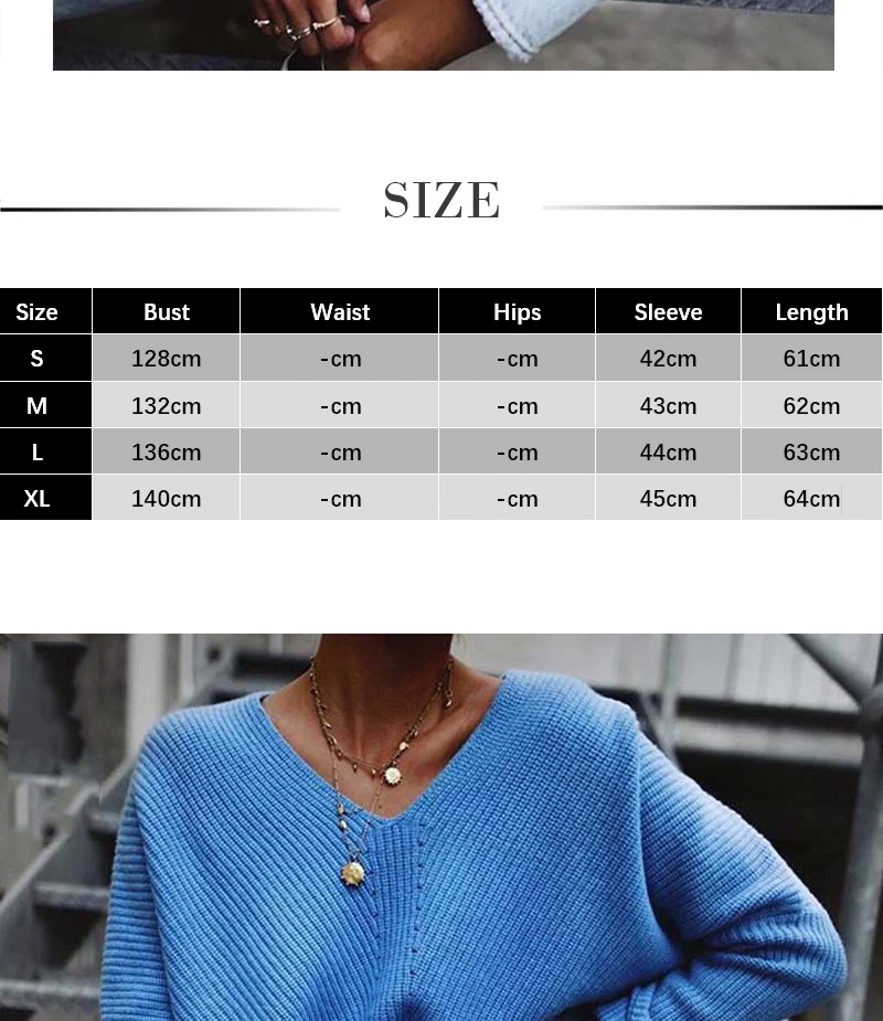 Autumn Winter Blue Knit Women Sweater V-Neck Long Sleeve Stripe Loose Plus Size Pullover Clothes Woman Jumper Women's Jacket