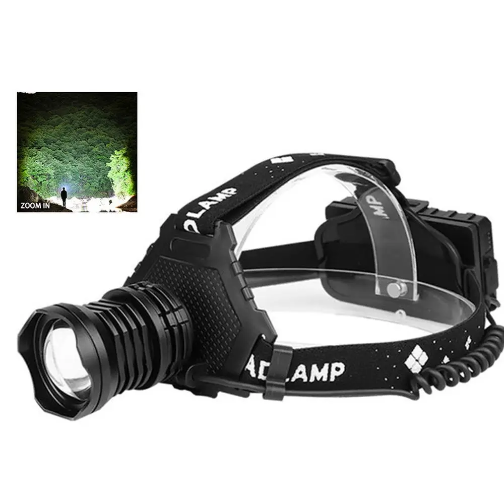 

LED Headlamp Powerful Flashlight Telescopic Zoom Headlight 90Â° Adjust Rechargeable Headlamp For Hiking Camping Phone Charging