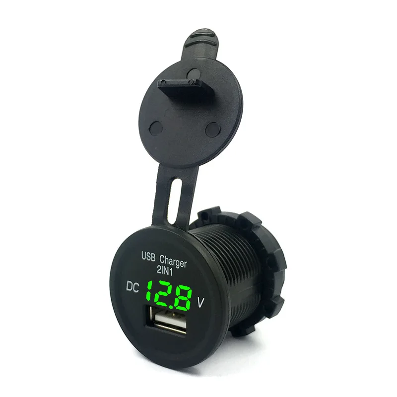

Single USB with Voltage Explicit Car Mounted USB Charger with Red Blue And Three-Color LED Voltage Display