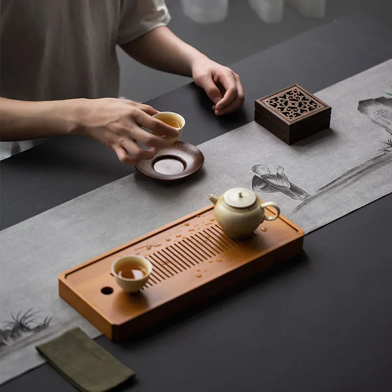 30x180/250/300cm waterproof suede Zen sense hand-painted tea mat table runner Chinese style literary tablecloth teacup placement