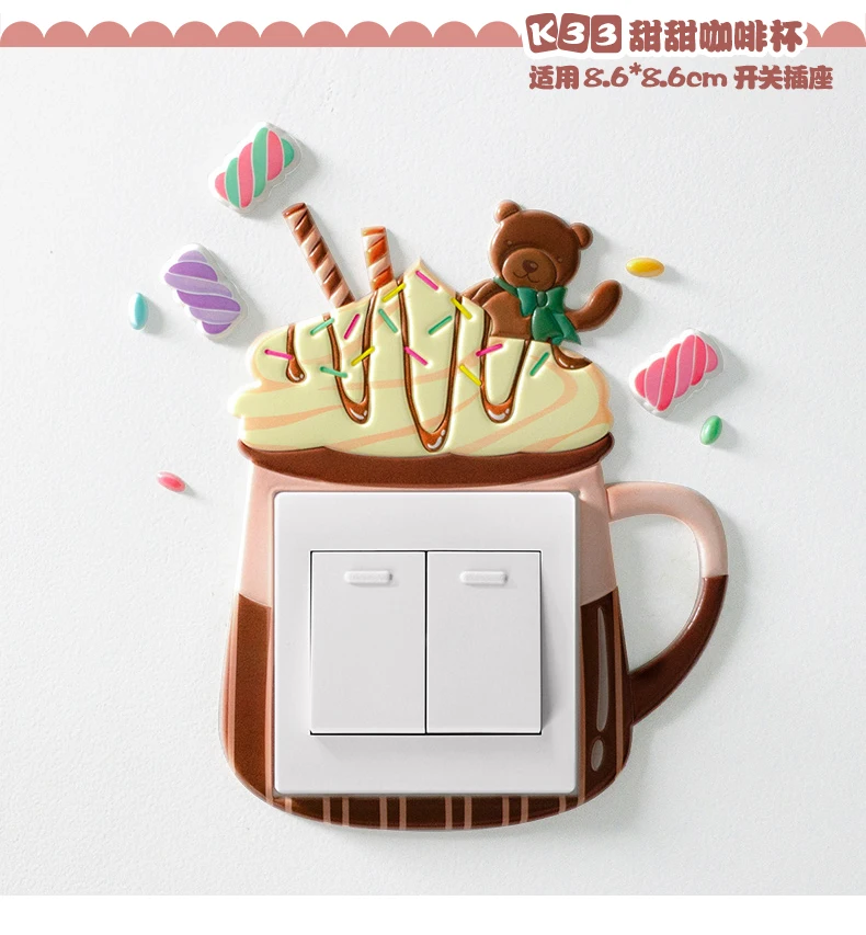 Cross Border INS Wall Stickers Soft Silcone Night Light Unicorn 3D Switch Stickers Socket Protective Case Simple Decoration Set
