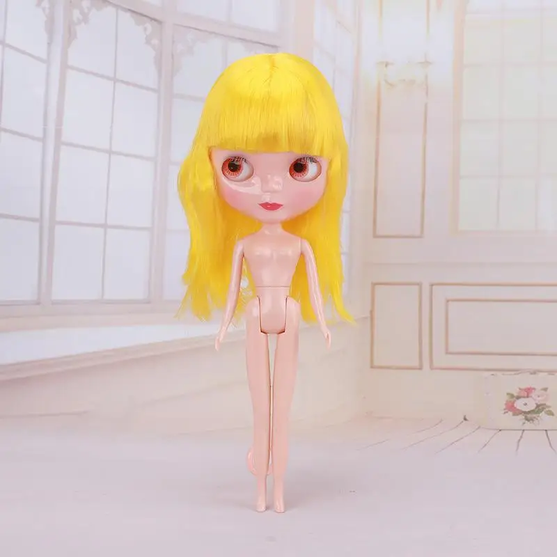 Fashion 31cm Dolls Change Eyes For Girls Orange Green Blue Purple Hair Nude Female Figure Body Doll Toy Gifts - Цвет: 6