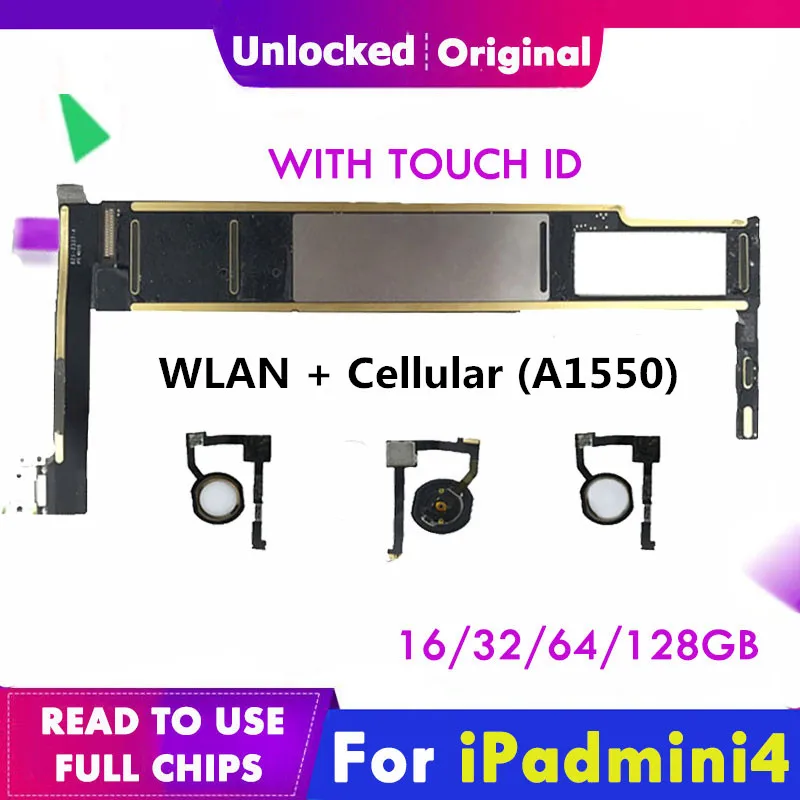Материнская плата для IPad Mini 4 16G 32G 64G 128G A1550 Touch ID WLAN + Cellular Version Logic Board|Антенны