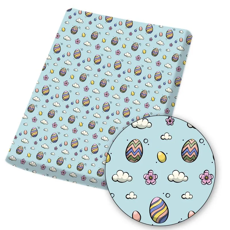 

Polyester Cotton Fabric Sheet Cloth Fabrics Colorful Egg Cartoon Printed For Easter DIY Dress Craft Sewing Materials 45*150cm/pc