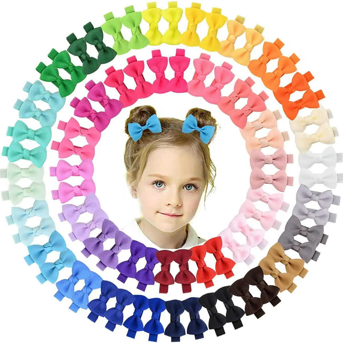 80 PCS Baby Girl Hair Clip Ribbon Hair Bows with Alligator Clips for