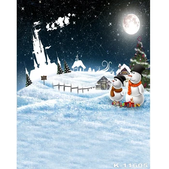 

Photography Backdrop Christmas Tree castle Snowman Falling Snowflakes Nature Winter Scene Background Baby Kids Photo Studio Prop