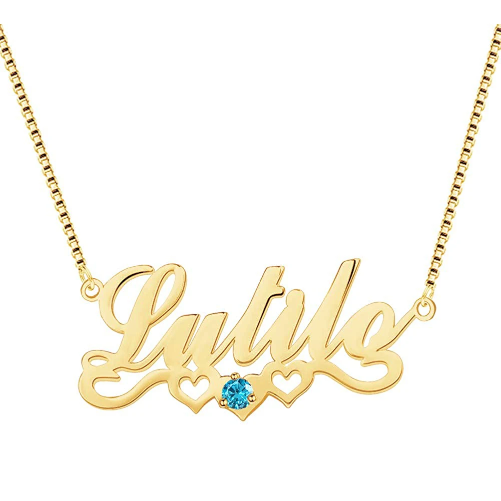 

Custom Name Necklace Personalized Name Necklace Customized Birthstone Necklace Girl Women Kid Chain Letter Pendant Necklace Gift