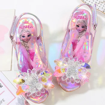 

Disney children's high heel princess shoes 2019 summer new girls sandals baby casual shoes little girl crystal shoes EU 25-36