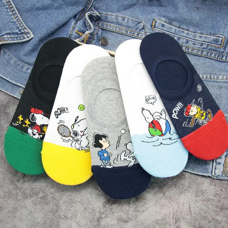 Корейские носки, оптовая продажа, весенне-летние тонкие хлопковые женские носки, Цветные Носки с рисунком аниме, собаки, с закрытым носком