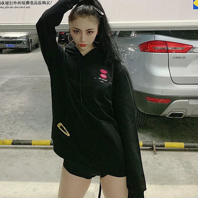 

2019 Autumn Electrocardiogram Limited Cap Black Guard Cap Black Sweatshirt Women Print Hooded Sweatshirt Women