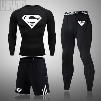 

Thermal Underwear For Men Male Thermo Clothes compression set Thermal Tights Winter leggings basketball suit Quick Dry