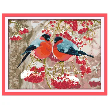 

Bullfinch animals counted printed on the canvas 11CT 14CT DIY kit Cross Stitch embroidery needlework Sets home decor