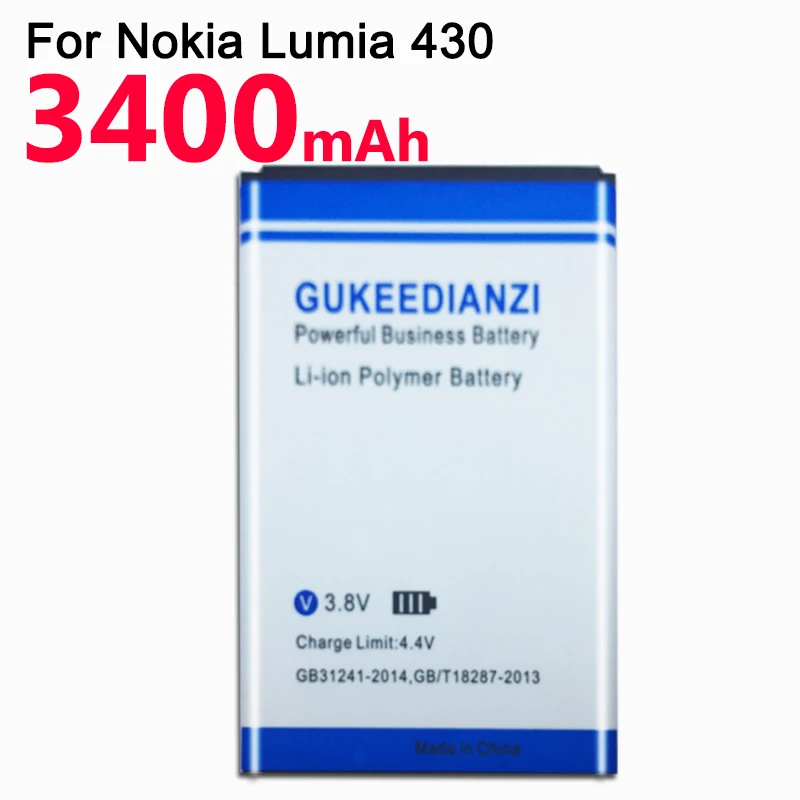 GUKEEDIANZI телефон батарея BN-06 для microsoft Nokia Lumia 430 Lumia430 3400 мАч Высокое качество замена батареи