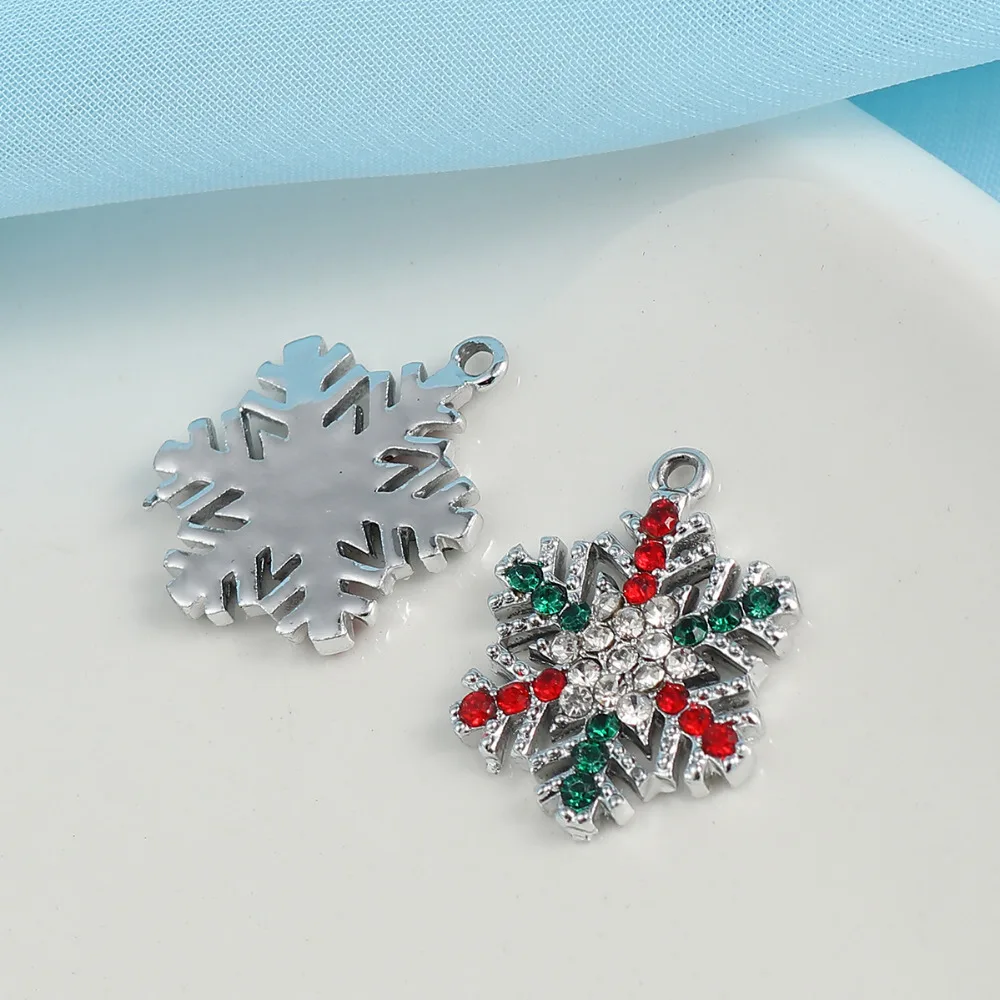 DoreenBeads, модные подвески из цинкового сплава, рождественские снежинки, прозрачные стразы, сделай сам, Подвески 24 мм x 19 мм, 2 шт
