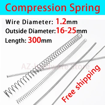 

Compressed Spring Pressure Spring Wire Diameter 1.2mm, Outer Diameter 16mm-25mm, Length 300mm Release Spring Return Spring 1 Pcs