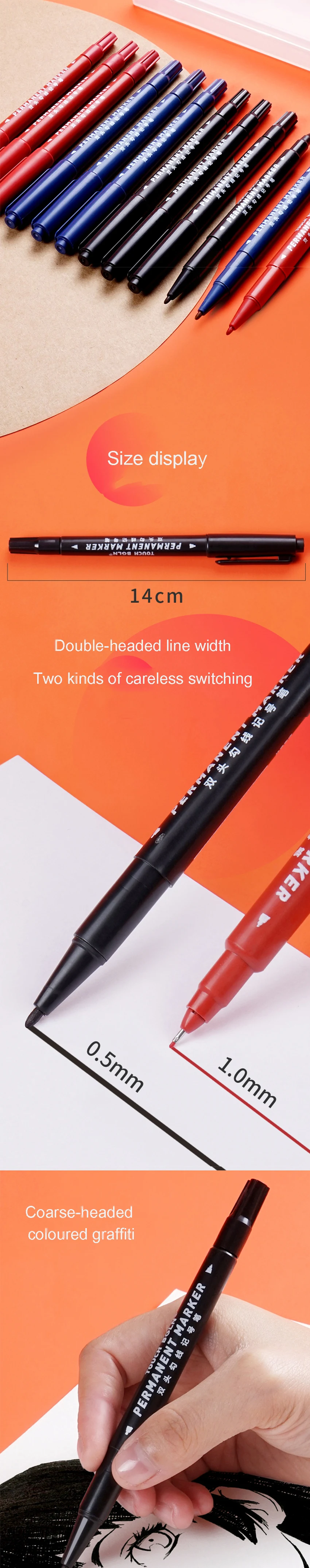 Двухсторонние жирные маркеры Кисть ручка крючок линия штрихи черный маркер быстросохнущая Водонепроницаемая ручка не выцветает художественные принадлежности