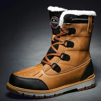 

2020 winter new men boots Plus velvet Keep warm snow boots hombre Genuine Leather Thicken Classic Outdoor cuturno masculino 47