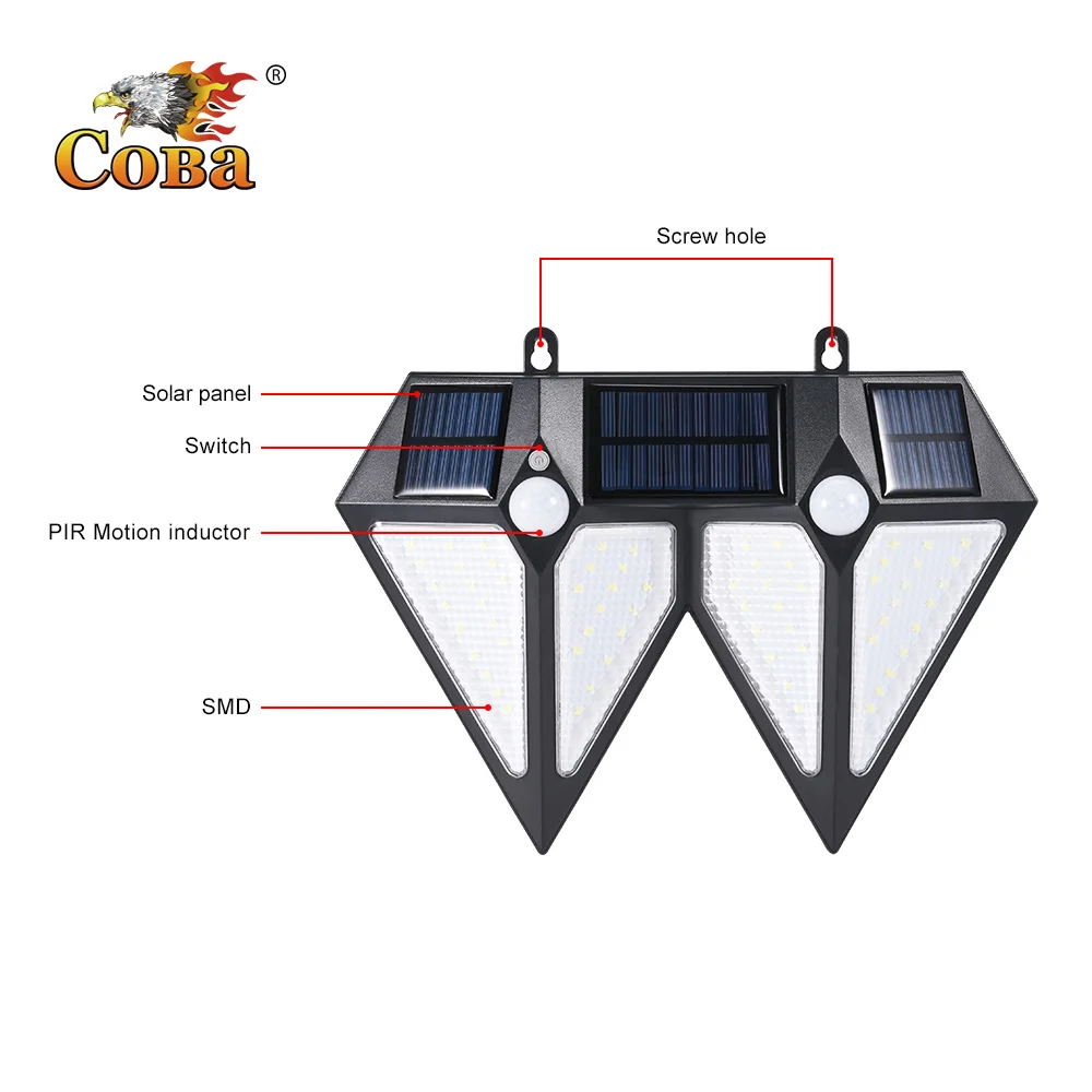 COBA светодиодный солнечный светильник s smd Солнечный датчик движения лампа Солнечный источник питания светодиодный садовый светильник водонепроницаемый 3 режима Рождественский уличный светильник