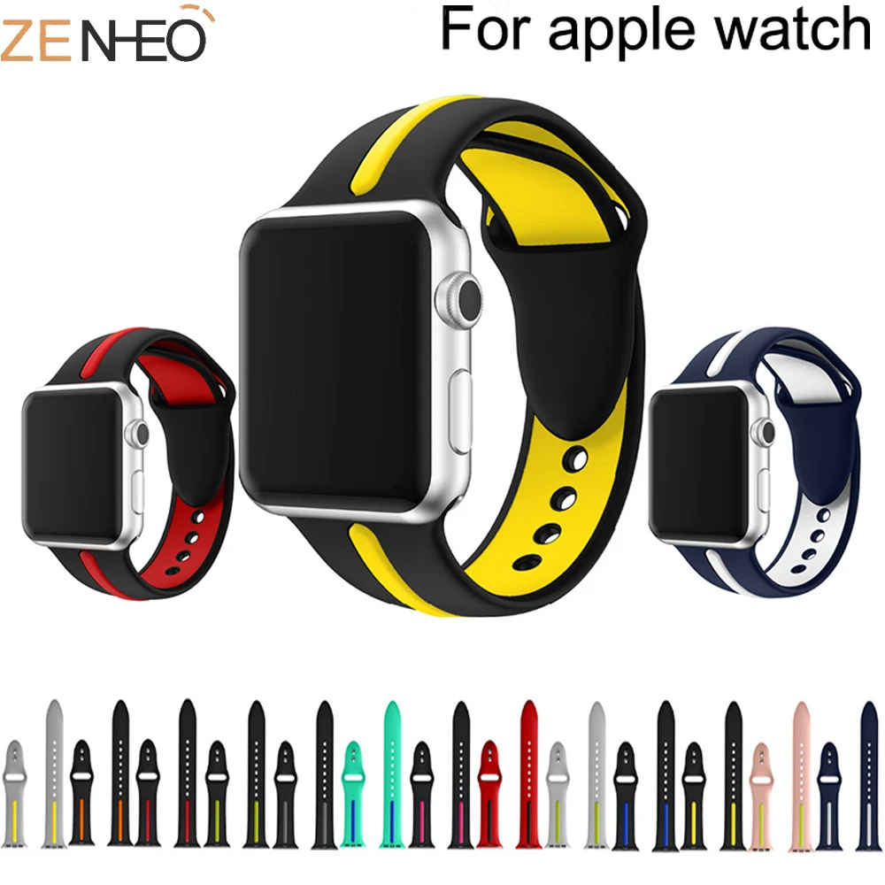 

Band for Apple Watch 5 4 40MM 44MM soft Silicone Sports 38MM 42MM Bands Rubber Strap for Iwatch series 3 2 1 38MM 42MM