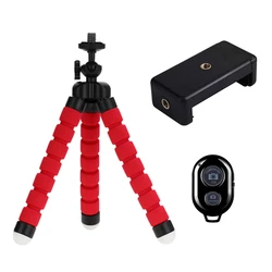Universal Smartphone & Camera Tripod with Bluetooth Remote Shutter (Red Tripod)