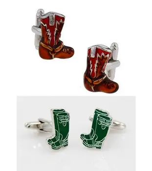 

10pairs/lot Pretty Green Red Boots Cufflinks Copper Enamel Shoes Cuff Links Cufflinks Men's Jewelry Christmas Gift Xmas