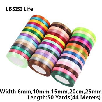 

LBSISI Life 50Yards Colorful Satin Ribbon for DIY Bow Craft Wedding Party Decoration Gift Wrapping Scrapbooking Supplies