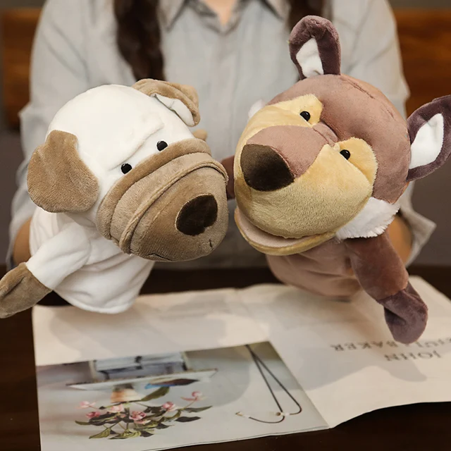 The soothing doll on the hand puppet set new product ventriloquist animal mouth movable plush hand-controlled puppet can open mo 2