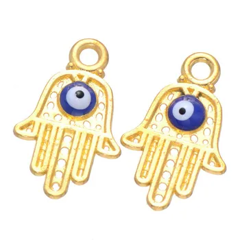 

5pc/bag Jewelry Making Zinc Alloy Jewelry Pendant Drop Oil Evil Eye Pendant Palm-shaped Eye Accessories Wholesale Lots Bulk