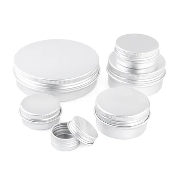 

Round Aluminum Tin Cans Silver Color Empty Cosmetic Cream Sample Jar Screw Thread Lid Cream Hair Wax Case Container