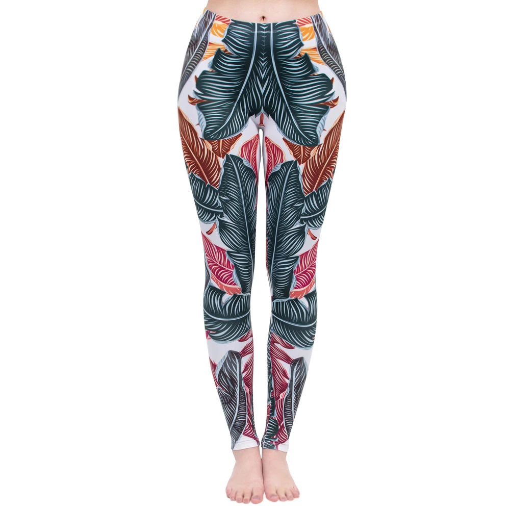 

Fashion Women Legging Cool Leaves Printing leggins High Waist Punk Leggings Workou Legins Slim Fitness Pants#3