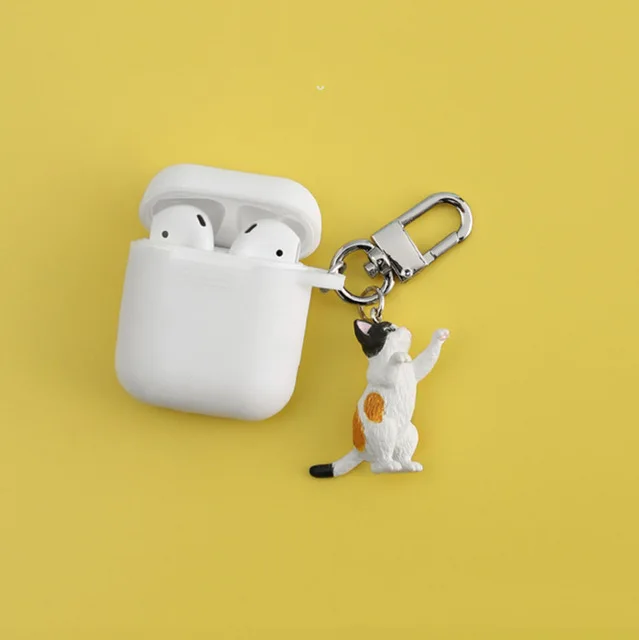 white Милый чехол для наушников с кошкой и собакой для Apple Airpods, беспроводной чехол с Bluetooth, защитный чехол для наушников, гладкий сенсорный чехол для зарядки - Цвет: white